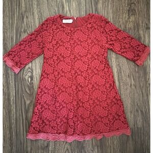 April Girl Lace Dress Long Sleeve Size 140 5T Red Pomegranate Flower girl Dress